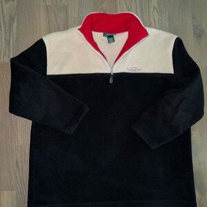 Vintage Lauren Ralph Lauren Fleece 1/4 Zip Pullover Womens Large Ivory Black